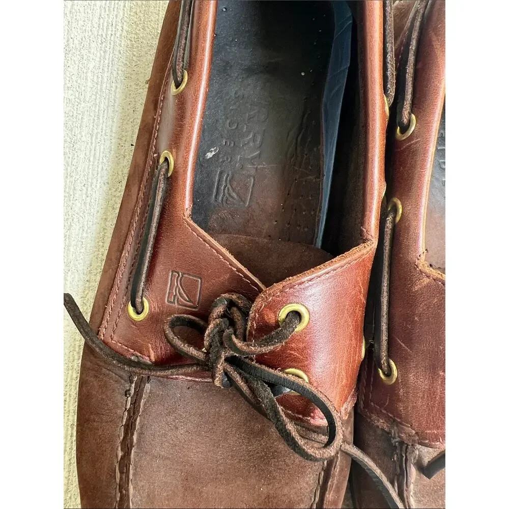 Sperry Top-Sider Brown Leather & Suede Boat Shoes Classic Men’s Deck Shoes 13